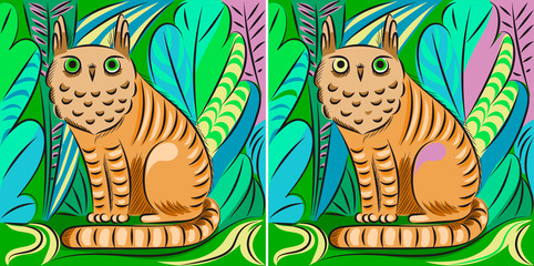 find 10 differences. vector image of a fantastic animal for development. picture for children