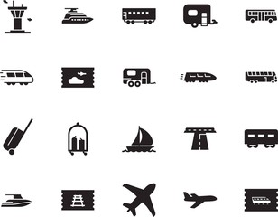 holiday vector icon set such as: abstract, street, rv, company, minimal, highway, sea, car, industry, camper, race, ship, bag, outdoor, wheel, controller, van, smart, activity, price, wind, trolley