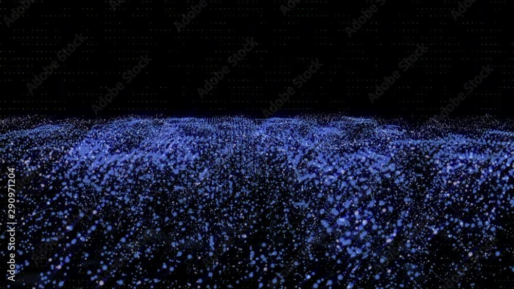 Leinwandbilder sci fi digital wave dot particle motion background. beautiful landscape floating defocus animation g