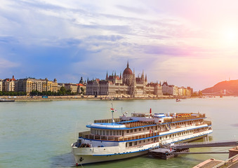 Pleasure boat on the Danube River, Budapest