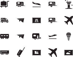 holiday vector icon set such as: industry, hot, case, set, hotel, sport, balloon, arrive, airliner, take, aeroplane, airways, terminal, departures, traffic, bag, wheel, briefcase, auto, action