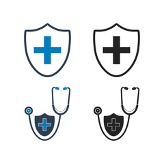 Fototapeta premium Medical Shield, Insurance Icon Set. Flat style vector EPS.