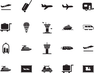 holiday vector icon set such as: box, automobile, balloon, sketch, trailer, car, wave, roof, water, view, hot, home, wheel, template, voyage, case, access, delivery, ship, sport, action, sea, coupon