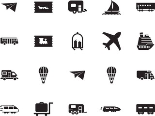 holiday vector icon set such as: sailboat, outdoor, luxury, camp, delivery, template, access, rv, yacht, lifestyle, tickets, yachting, shipping, side, pictogram, summer, action, coach, stop, school