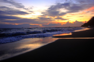 Evening sea twilight sky,Beach on the sunset 