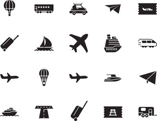 holiday vector icon set such as: delivery, arrival, avenue, airport, family, street, tickets, highway, sailboat, airline, abstract, template, metal, station, front, asphalt, race, yachting, carriage
