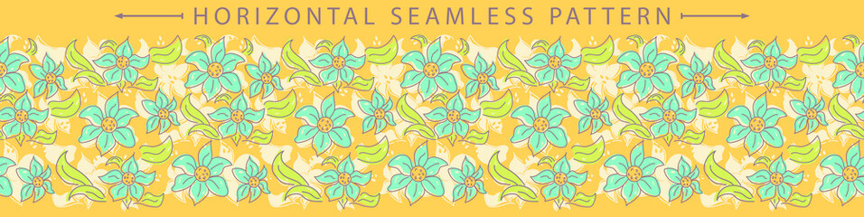 Vector horizontal seamless border with beautiful floral element