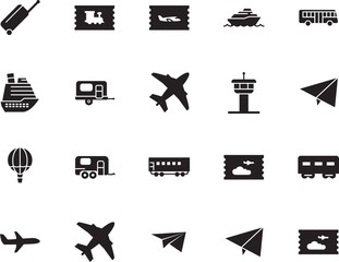 holiday vector icon set such as: access, stop, control, up, high, auto, suitcase, balloon, school, industry, modern, wheel, side, activity, grey, bus, case, architecture, airship, set, fun, tower