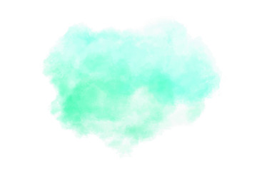 Fototapeta na wymiar Watercolor cloud splash in blue and turquoise colors on white background. Vector illustration. 
