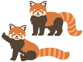 レッサーパンダのイラストセット