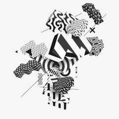 Composition of decorative geometric elements. Abstract vector illustration	