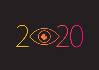 Fototapeta premium Happy new year 2020. 2020 with vision eye icon