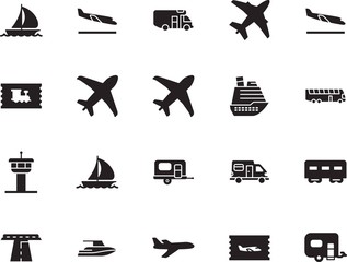 holiday vector icon set such as: express, highway, access, cruiser, asphalt, road, public, locomotive, carriage, navigation, shipping, web, delivery, side, tower, liner, architecture, terminal