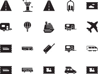 holiday vector icon set such as: tower, boat, family, cruiser, hot, motion, case, action, trolley, logo, subway, bullet, voyage, life, building, railroad, ship, sea, terminal, airline, front, cart