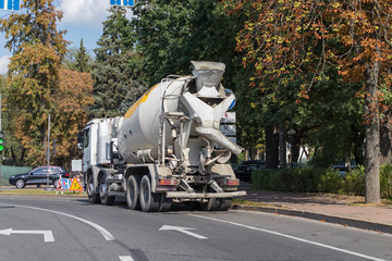 Concrete mixer truck at the facility