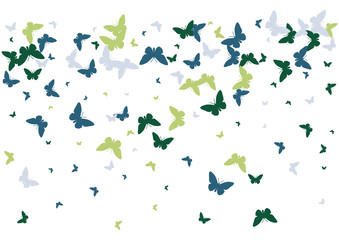 Fototapeta na wymiar Festive colorful butterfly confetti background. Frame vector pattern texture for holiday, postcard, poster, website, carnival, banner, birthday and children's parties. Butterfly summer cover mock-up. 