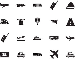 holiday vector icon set such as: wing, airliner, circle, leisure, regatta, wind, steel, traveler, metal, sport, camping, fun, nautical, hot, template, ticket, pass, yachting, balloon, caravan, van