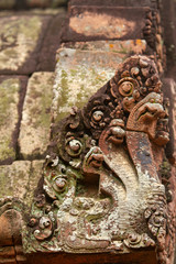 Carved details from Angkor Wat, dragons, snakes,