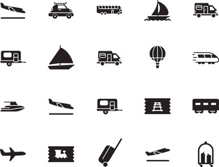 holiday vector icon set such as: box, summer, traffic, start, voyage, front, track, subway, logo, departures, cart, circle, case, way, carriage, bus, hot, coach, trolley, sky, fast, briefcase, silver