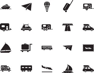 holiday vector icon set such as: voyage, modern, express, side, wheel, arrive, lifestyle, carriage, shipping, railroad, traveler, stripe, path, cart, hotel, luxury, asphalt, balloon, road, icons