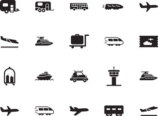 holiday vector icon set such as: way, tower, pass, control, tickets, side, stop, activity, bag, airliner, ticket, school, start, metal, circle, take, summer, rv, airways, box, building, life