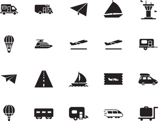 holiday vector icon set such as: asphalt, public, lifestyle, bag, carriage, race, summer, stripe, action, vessel, front, roof, industry, street, station, camp, fast, motion, life, map, road, avenue