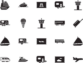 holiday vector icon set such as: airship, case, track, way, coupon, metal, up, luggage, school, subway, bus, circle, vessel, hot, bullet, stop, delivery, wheel, station, steel, access, balloon