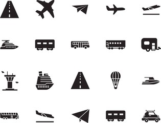 holiday vector icon set such as: summer, departure, high, family, car, ship, mobile, cruiser, wave, arrivals, icons, tower, arrive, bag, liner, off, take, landing, caravan, building, departures