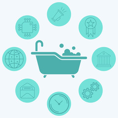 Bathtub vector icon sign symbol