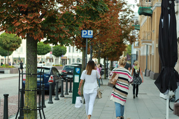 Fototapeta premium People on the Vilnius street.Lithuania