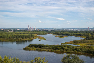 river Bank, winding river on a summer day