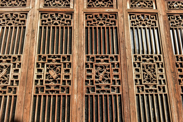 Wood carvings in Wuyuan, Jiangxi, China