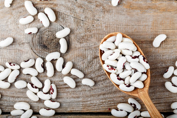 raw beans sprinkled on the table