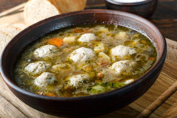 meatball soup on the table