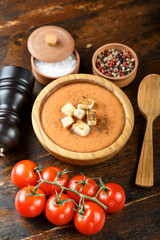 Vegetable soup puree in a dish