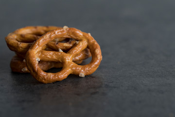 Close up mini Pretzel. German party snack. 