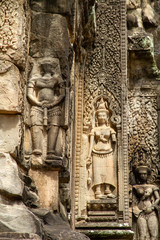 Ladies carved in stone temple, Angkor Wat