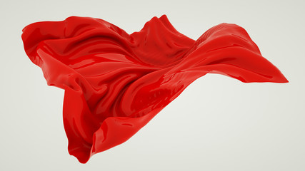 red glossy wavy plane on a white background. 3d rendering illustration.