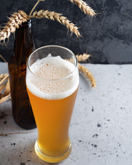 Close-up of a glass of traditional German wheat beer
