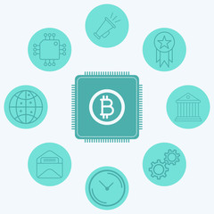 Bitcoin cpu vector icon sign symbol