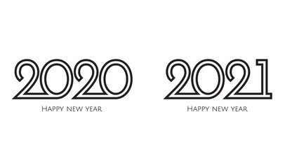 Happy New Year 2020 text design. Brochure design template, card, banner.