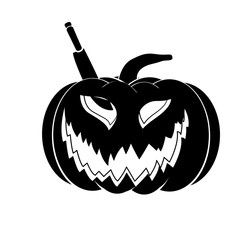 Halloween-Kürbis 01 s/w mit Messer