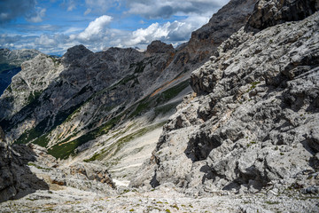 Dolomites landscape, rocks and mountains in the UNESCO list in South Tyrol in Italy.