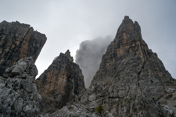 Dolomites landscape, rocks and mountains in the UNESCO list in South Tyrol in Italy.
