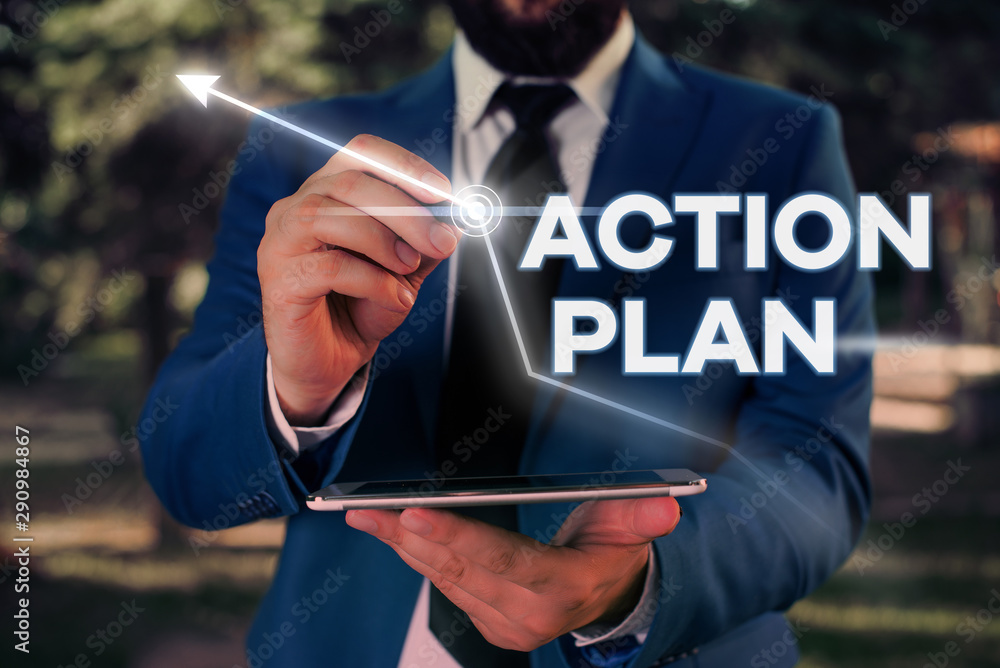 Poster writing note showing action plan. business concept for list of things or schedule to be made thia cu
