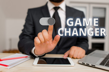 Writing note showing Game Changer. Business concept for Sports Data Scorekeeper Gamestreams Live Scores Team Admins