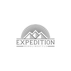 mountain outline logo emblem - design vector illustration