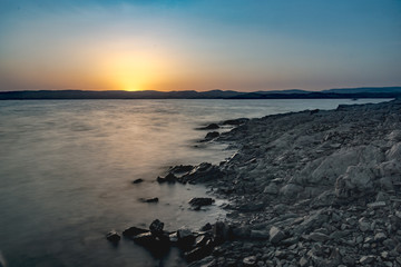 lange exposé de coucher de soleil