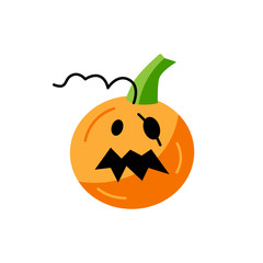 Halloween pumpkin isolated on white background. Flat style vector illustration.