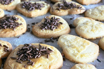 Homemade chocolate and jam cookies
